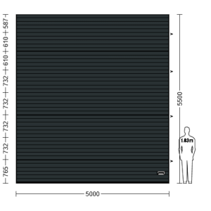 Porte Sectionnelle Industrielle L 5.0 m x H 5.5 m en panneaux sandwich 40 mm isolé Acier de Type S Stucco.