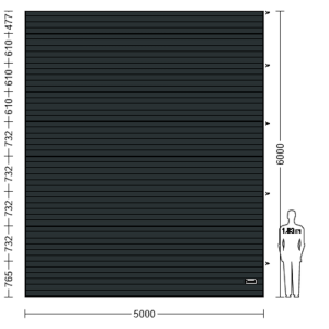 Porte Sectionnelle Industrielle L 5.0 m x H 6.0 m en panneaux sandwich 40 mm isolé Acier de Type S Stucco.