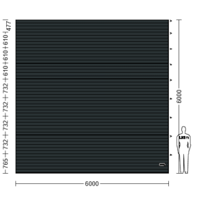 Porte Sectionnelle Industrielle L 6.0 m x H 6.0 m en panneaux sandwich 40 mm isolé Acier de Type S Stucco.