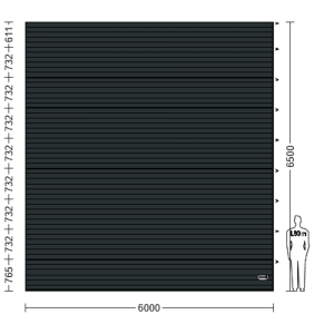 Porte Sectionnelle Industrielle L 6.0 m x H 6.5 m en panneaux sandwich 40 mm isolé Acier de Type S Stucco.