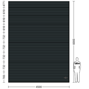 Porte Sectionnelle Industrielle L 4.5 m x H 6.0 m en panneaux sandwich 40 mm isolé Acier de Type S Stucco.