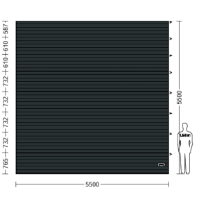 Porte Sectionnelle Industrielle L 5.5 m x H 5.5 m en panneaux sandwich 40 mm isolé Acier de Type S Stucco.