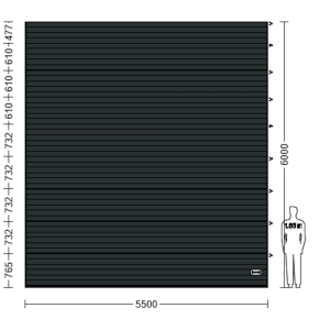 Porte Sectionnelle Industrielle L 5.5 m x H 6.0 m en panneaux sandwich 40 mm isolé Acier de Type S Stucco.