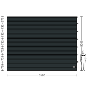 Porte Sectionnelle Industrielle L 6.5 m x H 5.0 m en panneaux sandwich 40 mm isolé Acier de Type S Stucco.