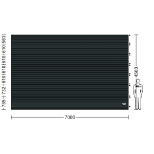 Porte Sectionnelle Industrielle L 7.0 m x H 4.5 m en panneaux sandwich 40 mm isolé Acier de Type S Stucco.