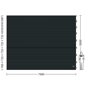 Porte Sectionnelle Industrielle L 7.0 m x H 5.5 m en panneaux sandwich 40 mm isolé Acier de Type S Stucco.