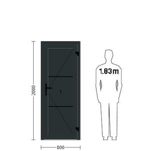 Porte de service industrielle L 0.80 m x H 2.00 m en encadrement aluminium et remplissage panneaux acier 40 mm