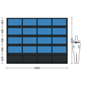 Porte sectionnelle industrielle vitrée L 4.0 m x H 3.0 m en panneaux aluminium 40 mm et double plexiglass avec sous bassement