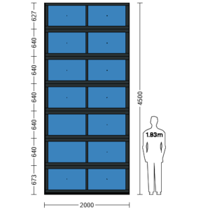 Porte sectionnelle industrielle vitrée L 2.0 m x H 4.5 m en panneaux aluminium 40 mm et double vitrage plexiglass