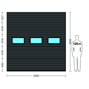 Porte Sectionnelle Industrielle L 3.0 m x H 3.0 m en panneaux sandwich 40 mm isolé avec Hublots