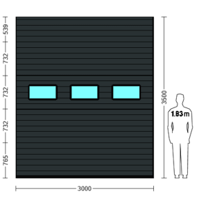 Porte Sectionnelle Industrielle L 3.0 m x H 3.5 m en panneaux sandwich 40 mm isolé avec Hublots