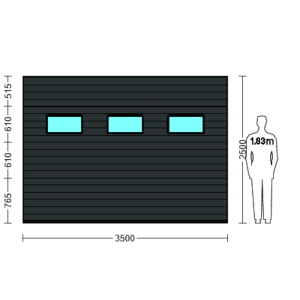 Porte Sectionnelle Industrielle L 3.5 m x H 2.5 m en panneaux sandwich 40 mm isolé avec Hublots