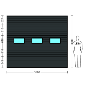 Porte Sectionnelle Industrielle L 3.5 m x H 3.0 m en panneaux sandwich 40 mm isolé avec Hublots