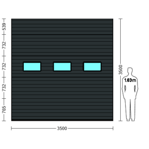 Porte Sectionnelle Industrielle L 3.5 m x H 3.5 m en panneaux sandwich 40 mm isolé avec Hublots