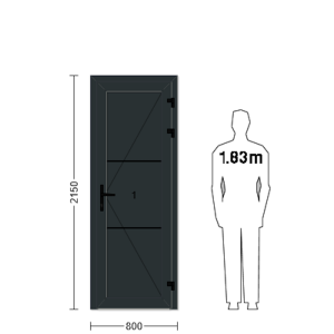 Porte de service industrielle L 0.80 m x H 2.15 m en encadrement aluminium et remplissage panneaux acier 40 mm