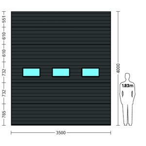 Porte Sectionnelle Industrielle L 3.5 m x H 4.0 m en panneaux sandwich 40 mm isolé avec Hublots