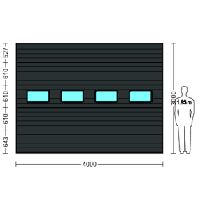 Porte Sectionnelle Industrielle L 4.0 m x H 3.0 m en panneaux sandwich 40 mm isolé avec Hublots