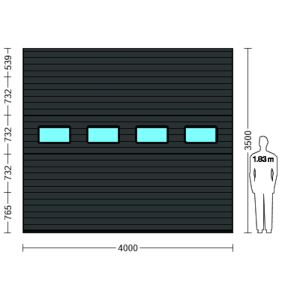 Porte Sectionnelle Industrielle L 4.0 m x H 3.5 m en panneaux sandwich 40 mm isolé avec Hublots