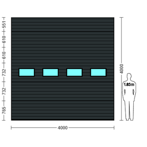 Porte Sectionnelle Industrielle L 4.0 m x H 4.0 m en panneaux sandwich 40 mm isolé avec Hublots