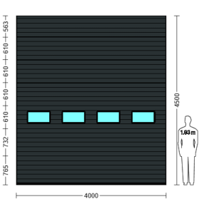 Porte Sectionnelle Industrielle L 4.0 m x H 4.5 m en panneaux sandwich 40 mm isolé avec Hublots