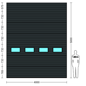 Porte Sectionnelle Industrielle L 4.0 m x H 5.0 m en panneaux sandwich 40 mm isolé avec Hublots