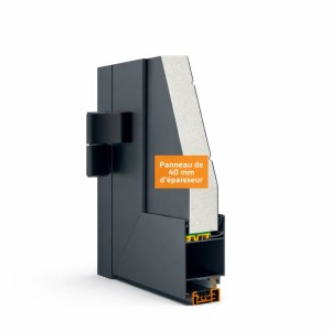 Porte de service industrielle L 0.80 m x H 2.25 m en encadrement aluminium et remplissage panneaux acier 40 mm