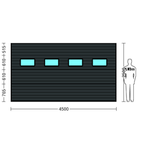 Porte Sectionnelle Industrielle L 4.5 m x H 2.5 m en panneaux sandwich 40 mm isolé avec Hublots
