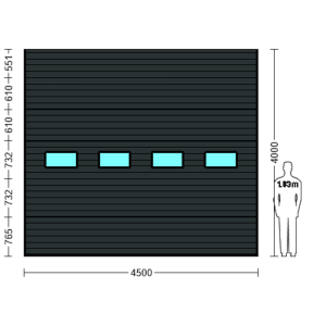 Porte Sectionnelle Industrielle L 4.5 m x H 4.0 m en panneaux sandwich 40 mm isolé avec Hublots