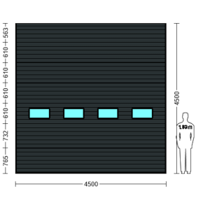 Porte Sectionnelle Industrielle L 4.5 m x H 4.5 m en panneaux sandwich 40 mm isolé avec Hublots