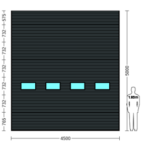 Porte Sectionnelle Industrielle L 4.5 m x H 5.0 m en panneaux sandwich 40 mm isolé avec Hublots