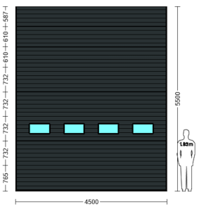 Porte Sectionnelle Industrielle L 4.5 m x H 5.5 m en panneaux sandwich 40 mm isolé avec Hublots