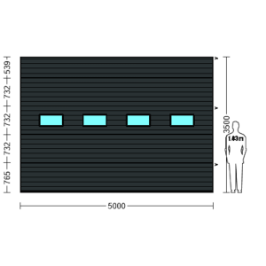 Porte Sectionnelle Industrielle L 5.0 m x H 3.5 m en panneaux sandwich 40 mm isolé avec Hublots