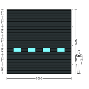 Porte Sectionnelle Industrielle L 5.0 m x H 5.0 m en panneaux sandwich 40 mm isolé avec Hublots