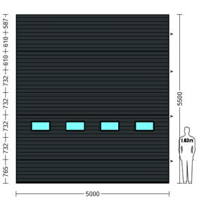 Porte Sectionnelle Industrielle L 5.0 m x H 5.5 m en panneaux sandwich 40 mm isolé avec Hublots