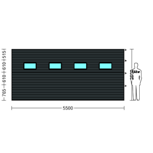 Porte Sectionnelle Industrielle L 5.5 m x H 2.5 m en panneaux sandwich 40 mm isolé avec Hublots