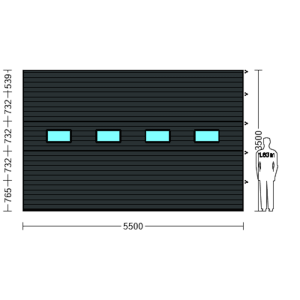 Porte Sectionnelle Industrielle L 5.5 m x H 3.5 m en panneaux sandwich 40 mm isolé avec Hublots