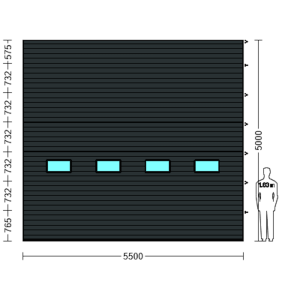 Porte Sectionnelle Industrielle L 5.5 m x H 5.0 m en panneaux sandwich 40 mm isolé avec Hublots