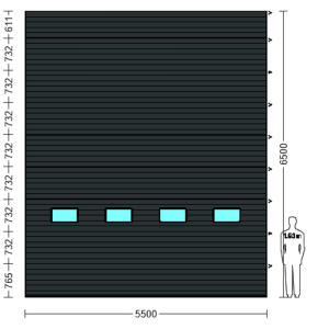 Porte Sectionnelle Industrielle L 5.5 m x H 6.5 m en panneaux sandwich 40 mm isolé avec Hublots