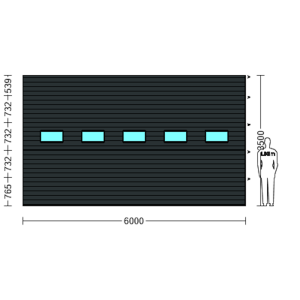 Porte Sectionnelle Industrielle L 6.0 m x H 3.5 m en panneaux sandwich 40 mm isolé avec Hublots