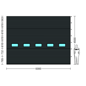 Porte Sectionnelle Industrielle L 6.0 m x H 4.5 m en panneaux sandwich 40 mm isolé avec Hublots