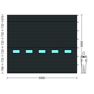 Porte Sectionnelle Industrielle L 6.0 m x H 5.0 m en panneaux sandwich 40 mm isolé avec Hublots