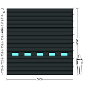 Porte Sectionnelle Industrielle L 6.0 m x H 6.0 m en panneaux sandwich 40 mm isolé avec Hublots