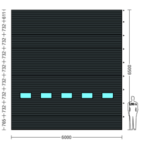 Porte Sectionnelle Industrielle L 6.0 m x H 6.5 m en panneaux sandwich 40 mm isolé avec Hublots