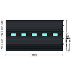 Porte Sectionnelle Industrielle L 6.5 m x H 3.5 m en panneaux sandwich 40 mm isolé avec Hublots