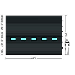 Porte Sectionnelle Industrielle L 6.5 m x H 4.5 m en panneaux sandwich 40 mm isolé avec Hublots