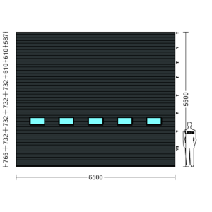 Porte Sectionnelle Industrielle L 6.5 m x H 5.5 m en panneaux sandwich 40 mm isolé avec Hublots
