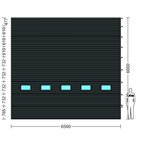 Porte Sectionnelle Industrielle L 6.5 m x H 6.0 m en panneaux sandwich 40 mm isolé avec Hublots