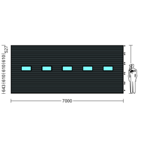 Porte Sectionnelle Industrielle L 7.0 m x H 3.0 m en panneaux sandwich 40 mm isolé avec Hublots