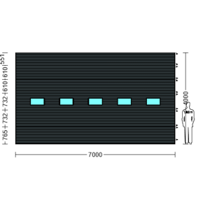 Porte Sectionnelle Industrielle L 7.0 m x H 4.0 m en panneaux sandwich 40 mm isolé avec Hublots