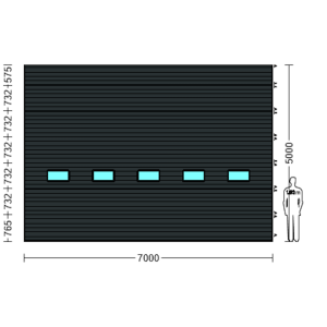 Porte Sectionnelle Industrielle L 7.0 m x H 5.0 m en panneaux sandwich 40 mm isolé avec Hublots